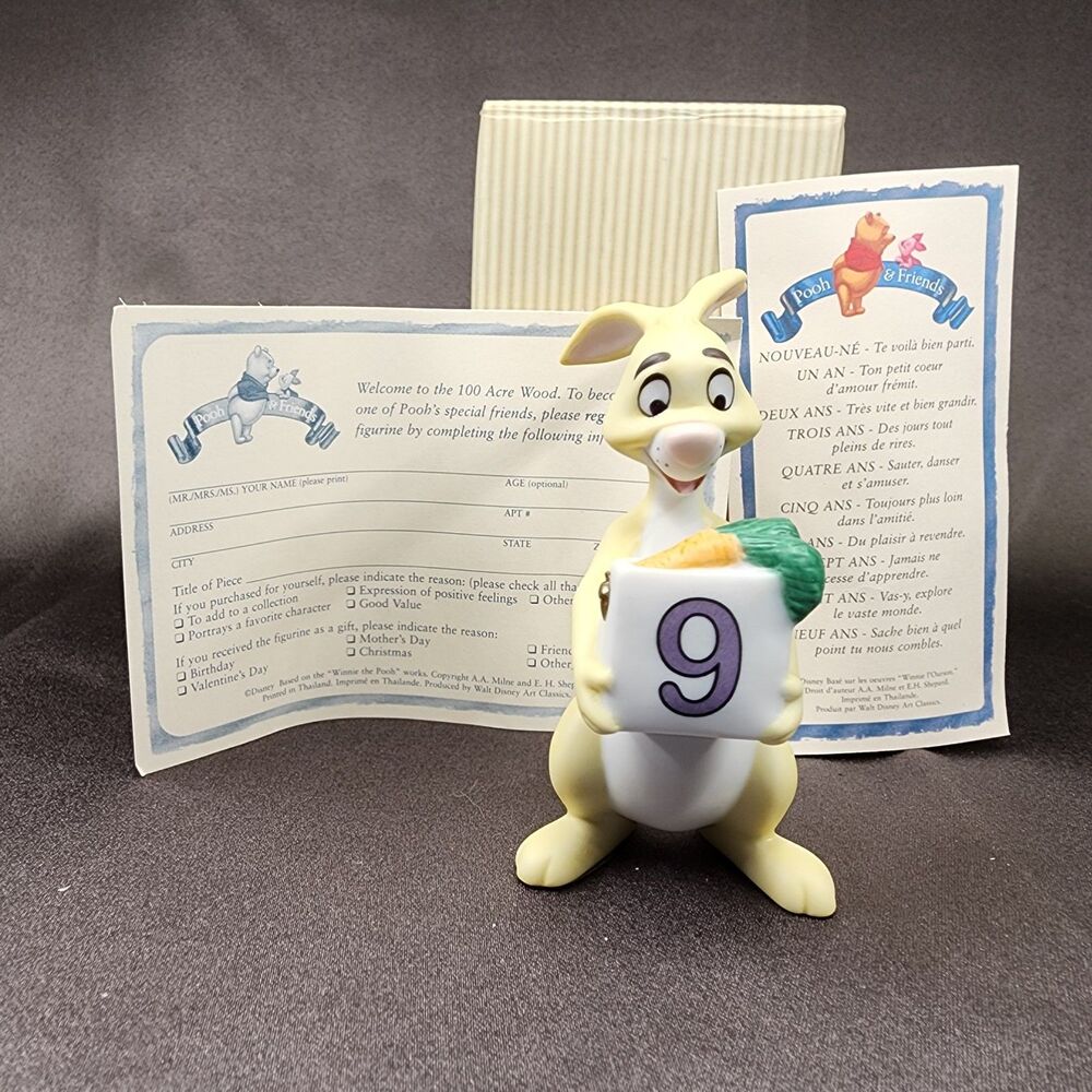 VTG Winnie Pooh & Friends Rabbit Nine Birthday Porcelain Figurine Disney NIB